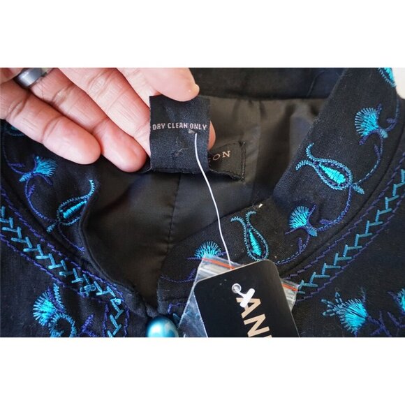 Anne Carson Paisley Turquoise Peacock Jewel Long Jacket, Size 1X NWT - Picture 4 of 8